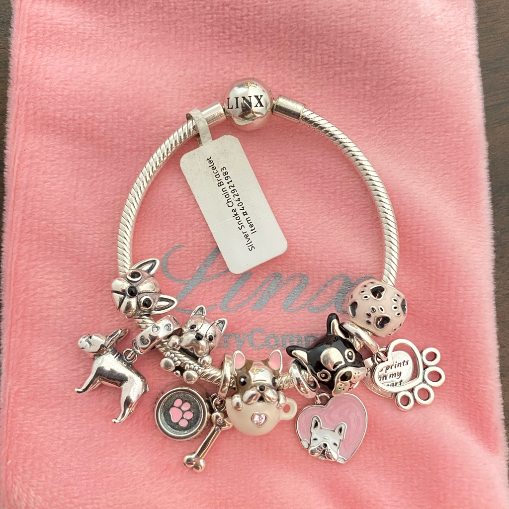 Linx Snake Chain Bracelet With French Bulldog Frenchie Themed Charms